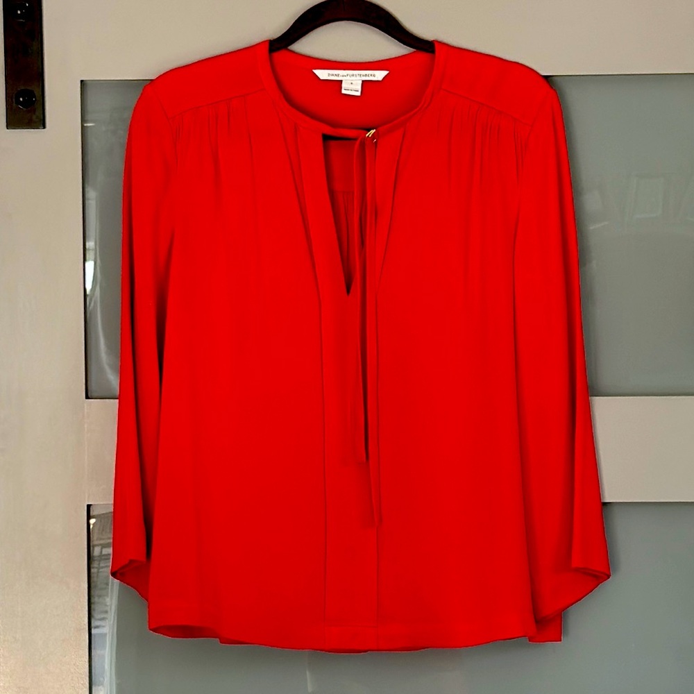 Diane Von Furstenberg red silk blouse